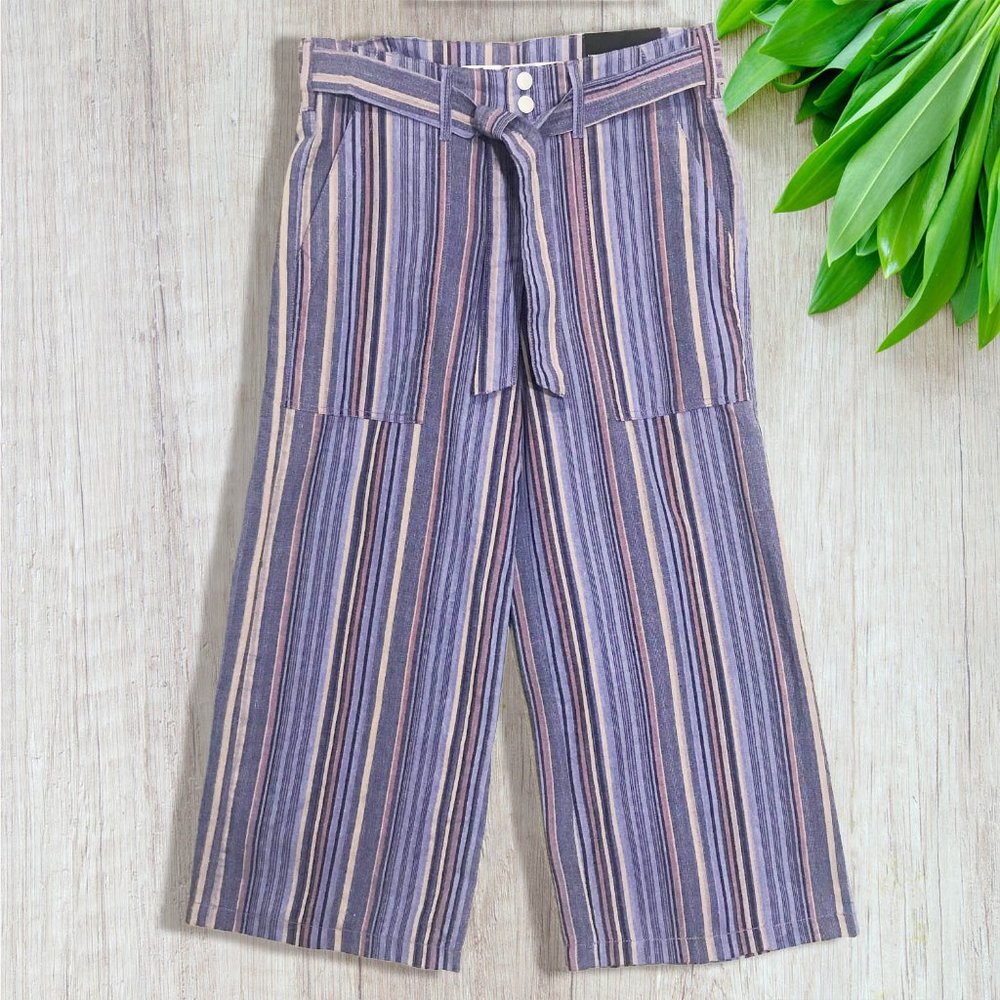 Seven7 Cropped Yarn Dye Stripe Wide Leg Pant Size8